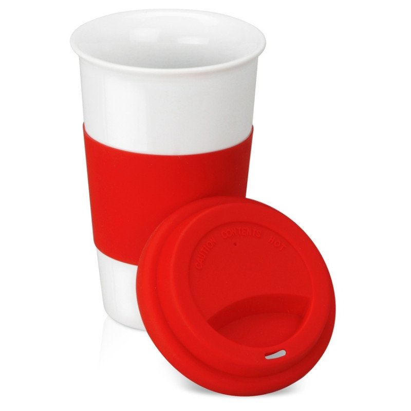 Кружка с силиконовой крышкой и манжетой «Нью-Йорк» 300мл, красный