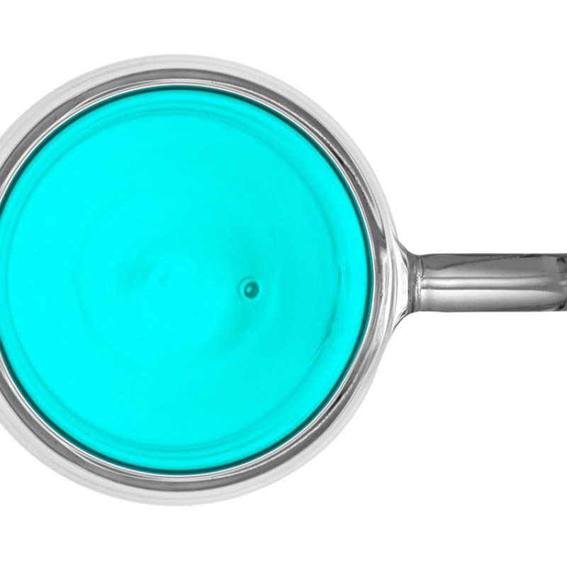 Кружка с двойными стенками с широкой ручкой и градиентным покрытием "Fog", бирюзовый