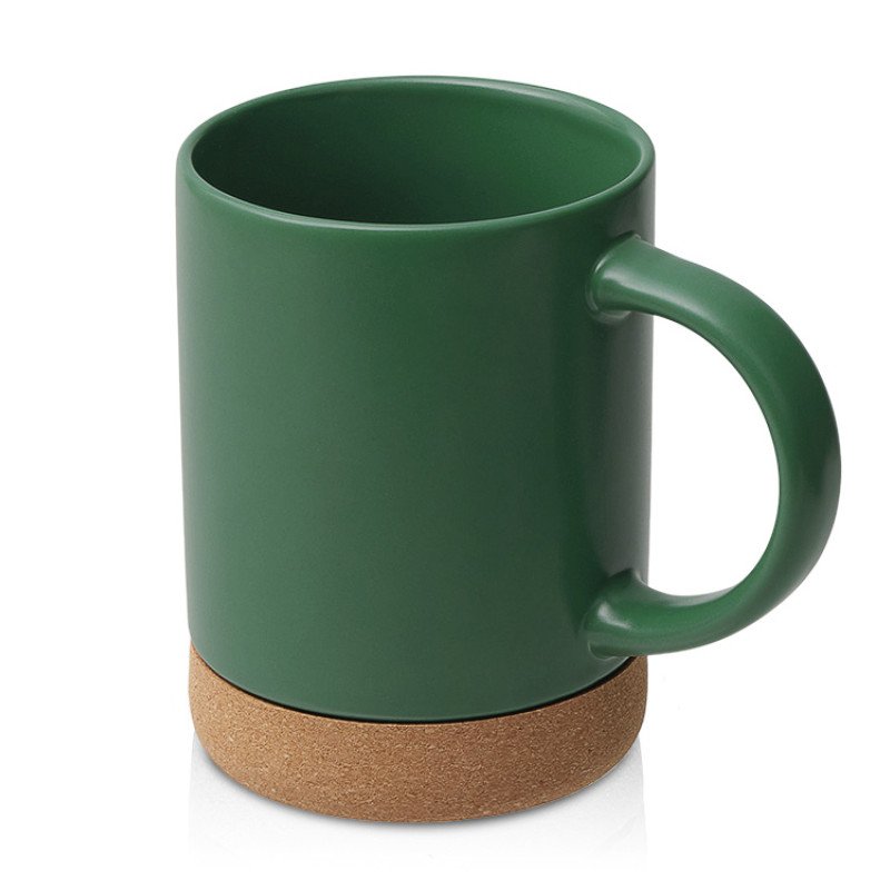Кружка 450 мл с пробковым дном "Корк & Бон", глубокий зеленый