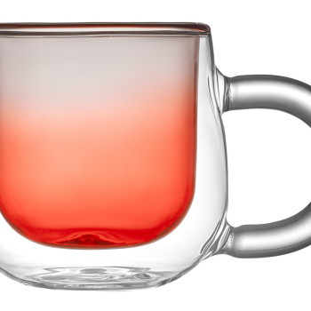 Кружка с двойными стенками с широкой ручкой и градиентным покрытием "Fog", красный