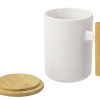 Кружка с ручкой и крышкой из каучукового дерева Jeny, белый