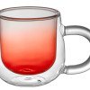 Кружка с двойными стенками с широкой ручкой и градиентным покрытием "Fog", красный