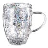 Кружка с двойными стенками с блестками, 360 мл, серебристый