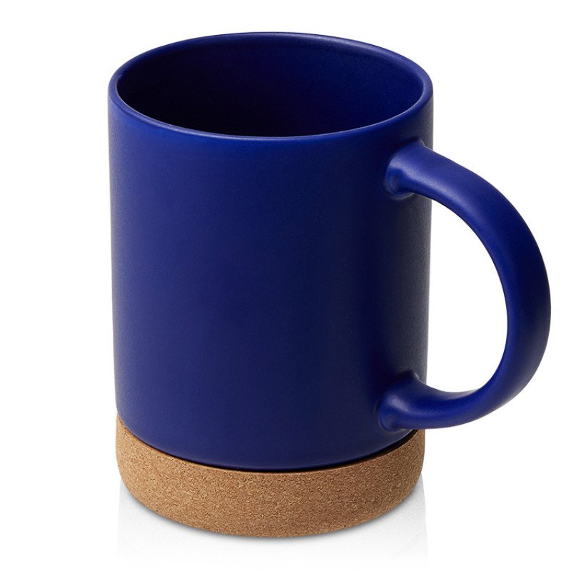 Кружка 450 мл с пробковым дном с крышкой "Корк & Бон", глубокий синий