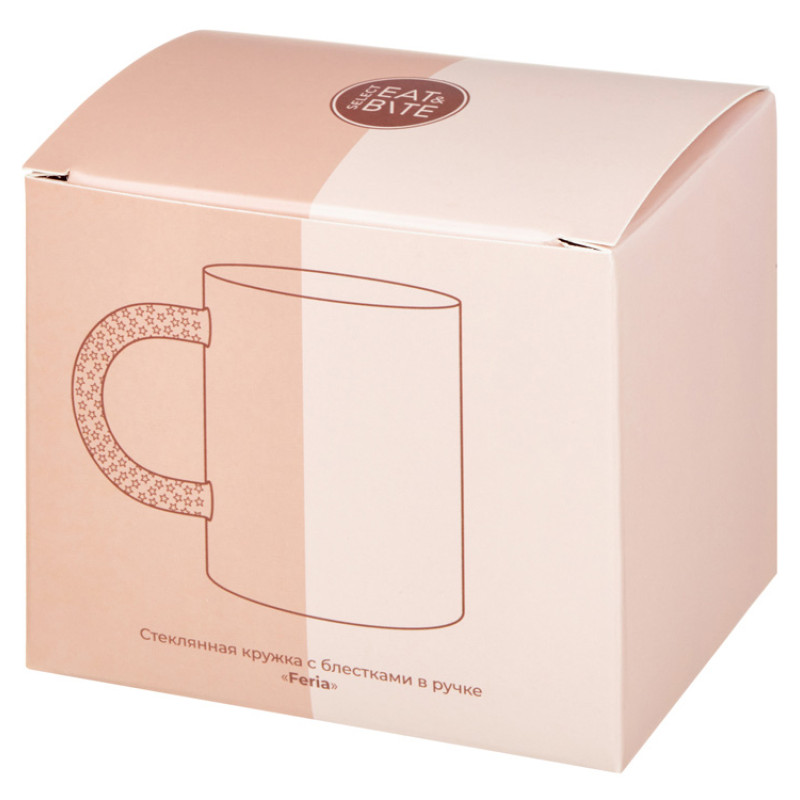 Стеклянная кружка с блестками в ручке "Feria"