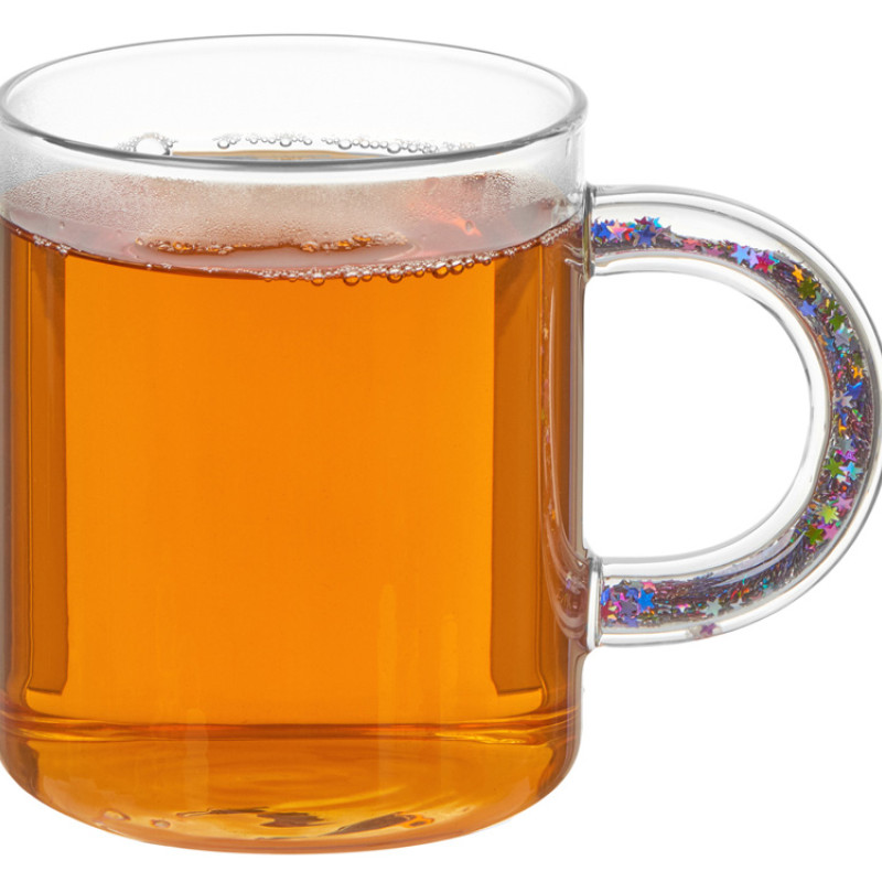 Стеклянная кружка с блестками в ручке "Feria"
