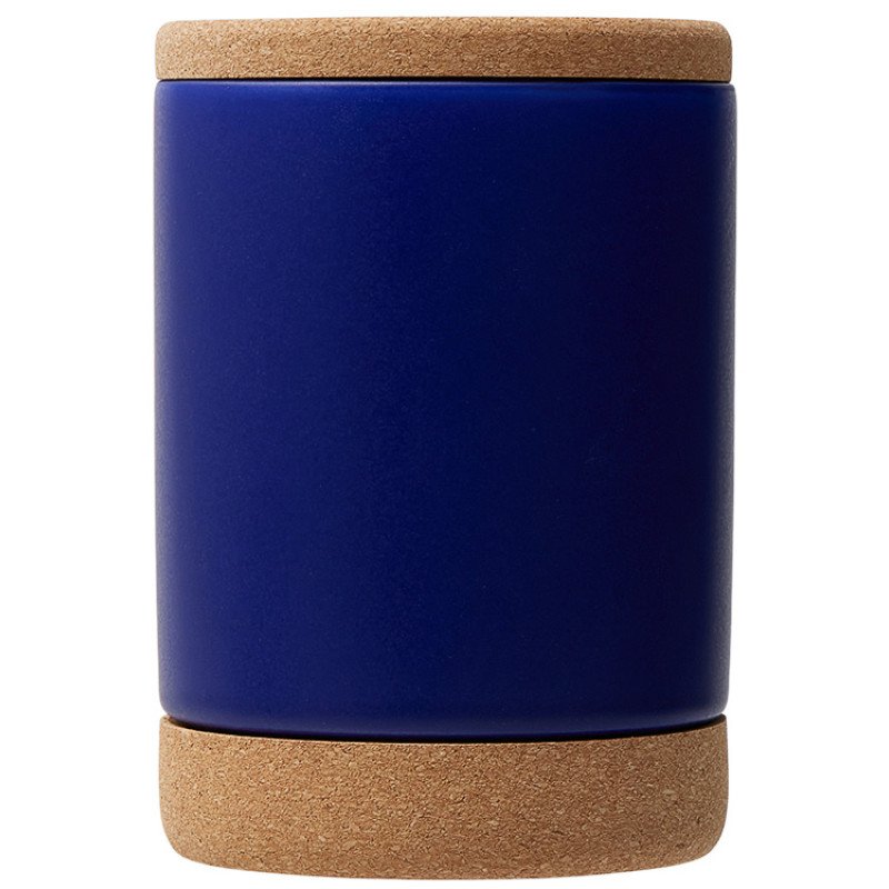 Кружка 450 мл с пробковым дном с крышкой "Корк & Бон", глубокий синий