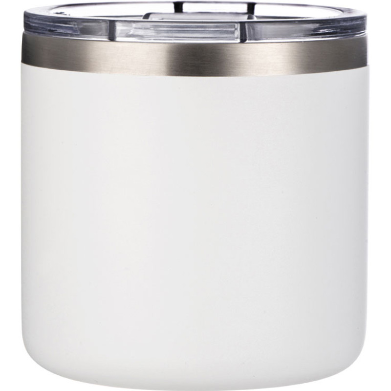 Кружка стальная Alaska с крышкой слайдером, powder coating, белый (Р)