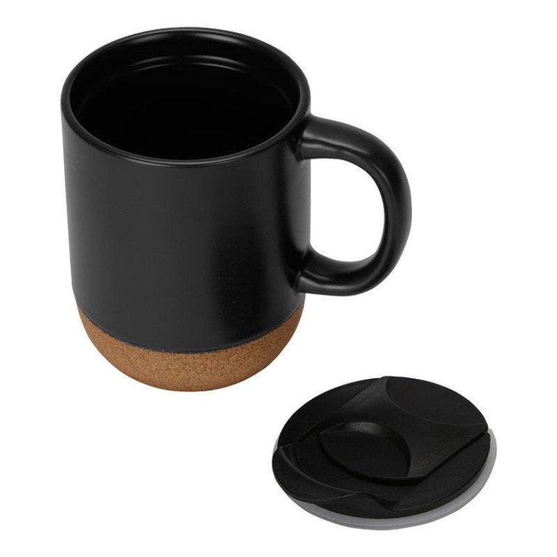 Кружка Denpasar с пробковым дном и крышкой, цветная с двух сторон, черный