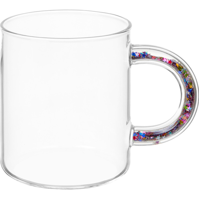 Стеклянная кружка с блестками в ручке "Feria"