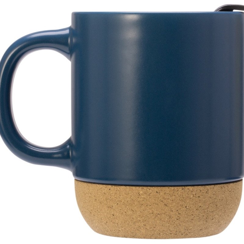 Кружка Denpasar с пробковым дном и крышкой, цветная с двух сторон, бензиновый синий