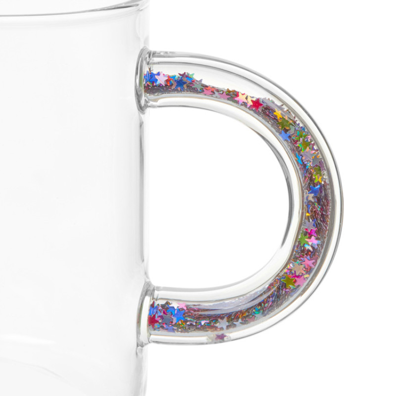 Стеклянная кружка с блестками в ручке "Feria"