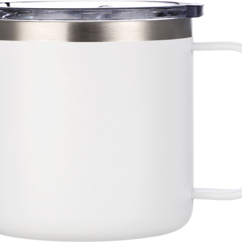 Кружка стальная Alaska с крышкой слайдером, powder coating, белый (Р)