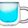 Кружка с двойными стенками с широкой ручкой и градиентным покрытием "Fog", бирюзовый