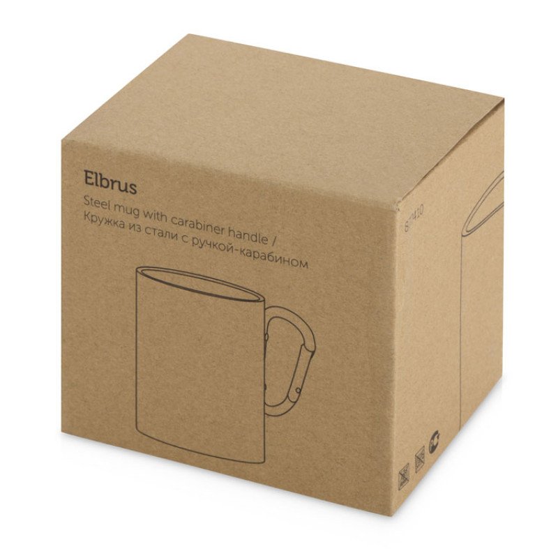 Стальная кружка Elbrus с двойными стенками и ручкой-карабином, 300 мл (глянц), серебристый (P)