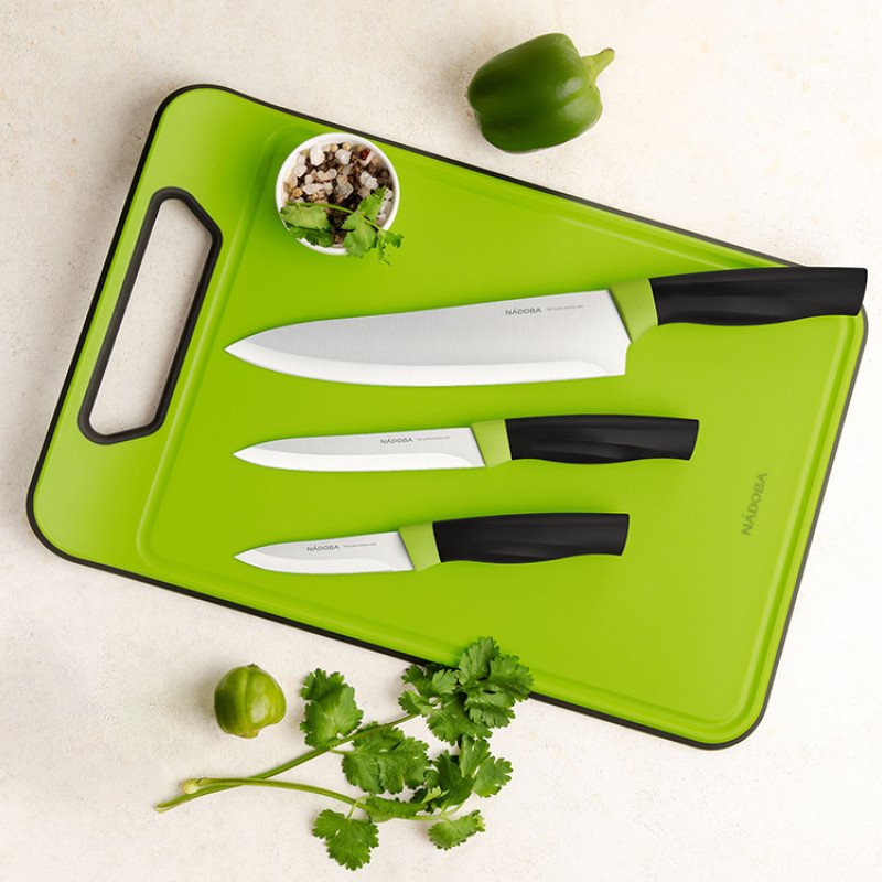 Набор из 3 ножей с пластиковой разделочной доской, NADOBA, серия OLIVIA