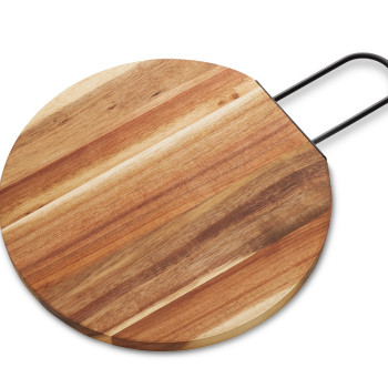 Деревянная круглая доска из акации с металлической ручкой "Кира"