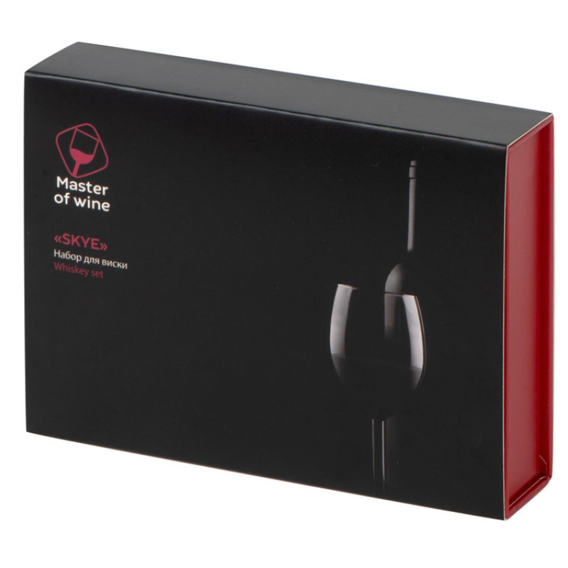 Набор для виски Skye со стальными охлаждающими камнями, щипцами, мешочком в коробке, кашированной картоном