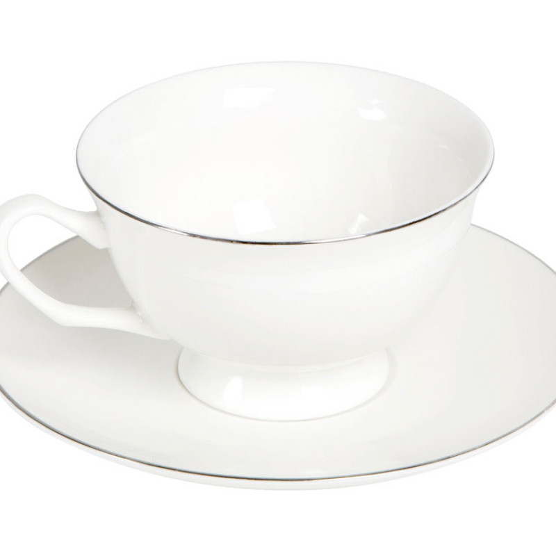 Чайная пара с серебрянной каймой, 200мл