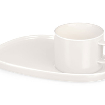 Чайная пара "Brighton" : блюдце овальное, чашка, коробка, белый