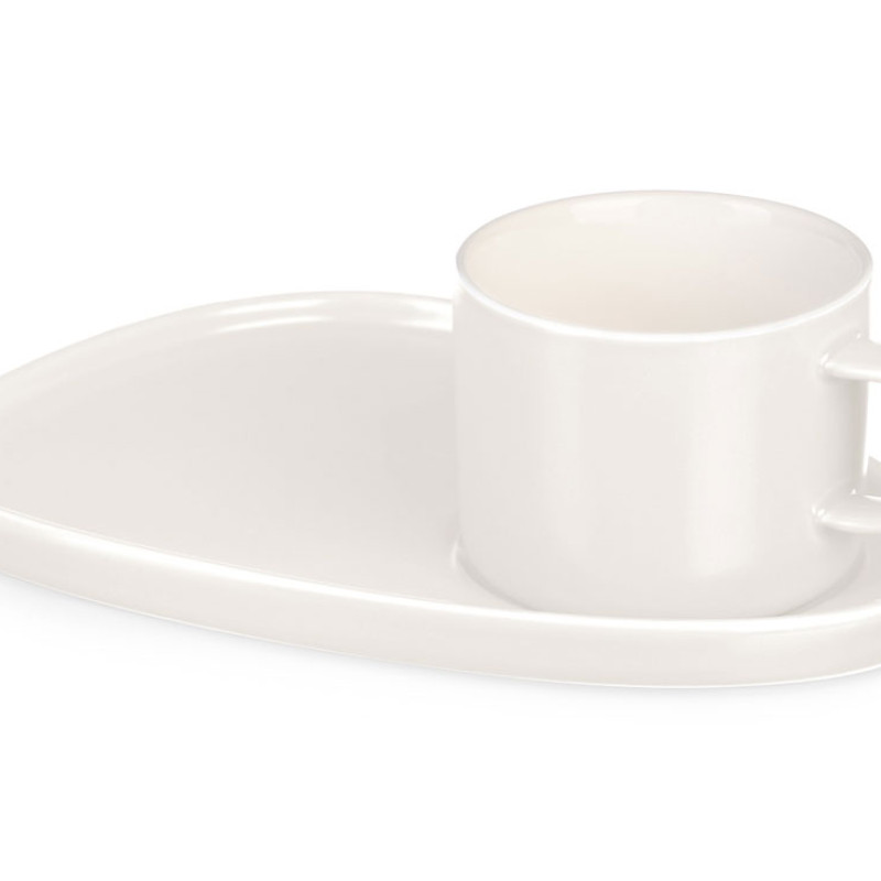 Чайная пара "Brighton" : блюдце овальное, чашка, коробка, белый