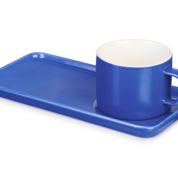 Чайная пара "Bristol": блюдце прямоугольное, чашка, коробка, синий