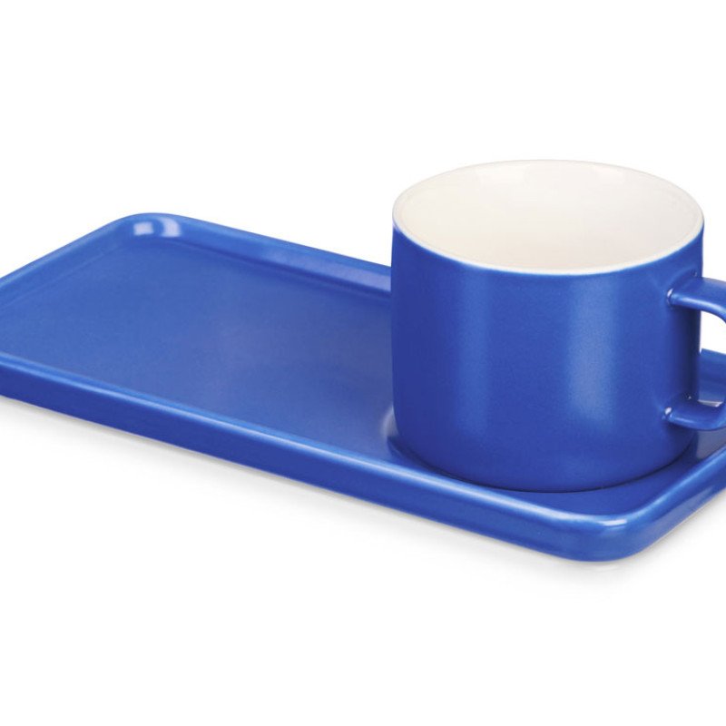 Чайная пара "Bristol": блюдце прямоугольное, чашка, коробка, синий