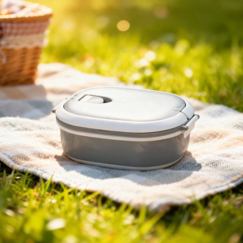 Ланч-бокс Hotty 750 мл для микроволновой печи, серый/белый