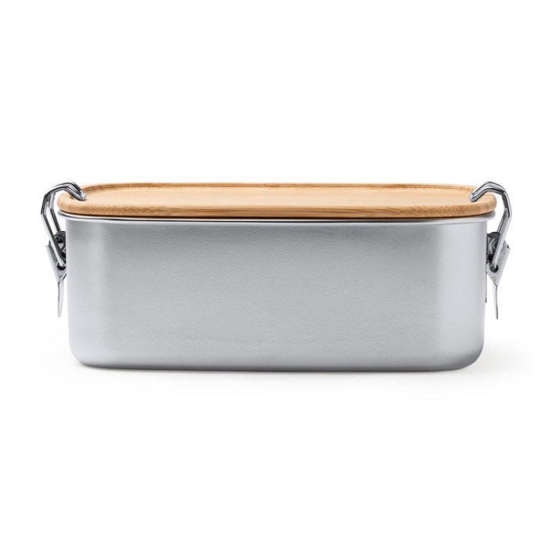 Ланч-бокс DAIKON из нержавеющей стали 304 с бамбуковой крышкой, серебристый/бежевый