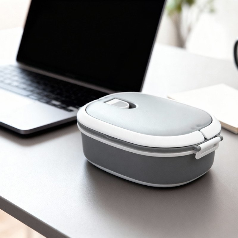 Ланч-бокс Hotty 750 мл для микроволновой печи, серый/белый