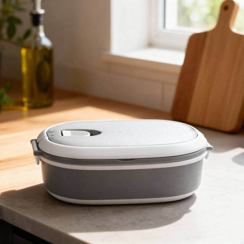 Ланч-бокс Hotty 750 мл для микроволновой печи, серый/белый