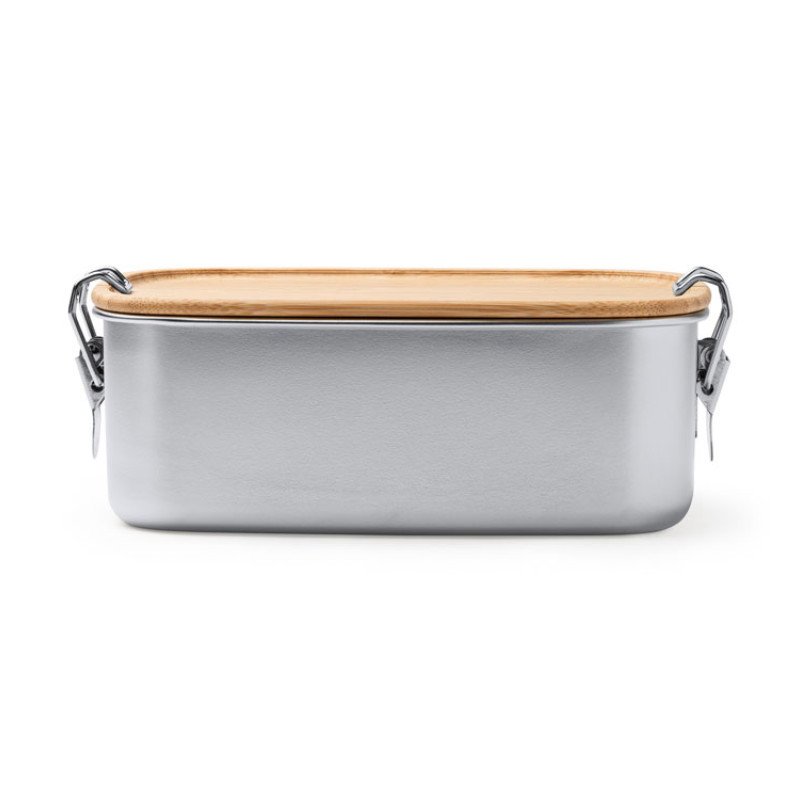Ланч-бокс DAIKON из нержавеющей стали 304 с бамбуковой крышкой, серебристый/бежевый