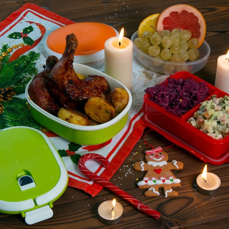 Герметичный ланч-бокс «Foody» с двумя секциями, 650мл, красный