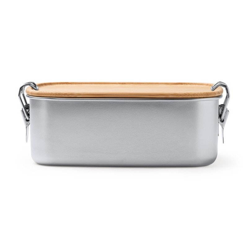 Ланч-бокс DAIKON из нержавеющей стали 304 с бамбуковой крышкой, серебристый/бежевый