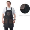 Фартук из канваса с ремнями из натуральной кожи, материал: канвас смесовый, плотность 450 гр/м, натуральная кожа КРС, цвет черный, коричневый темный