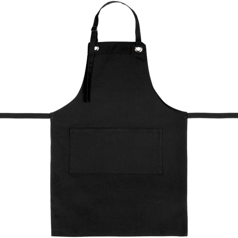 Хлопковый фартук Delight с карманом и регулируемыми завязками, черный