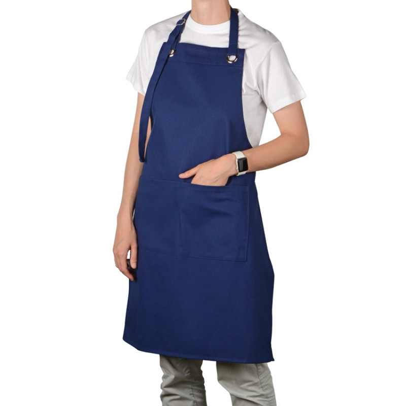 Хлопковый фартук Delight с карманом и регулируемыми завязками, синий нэйви