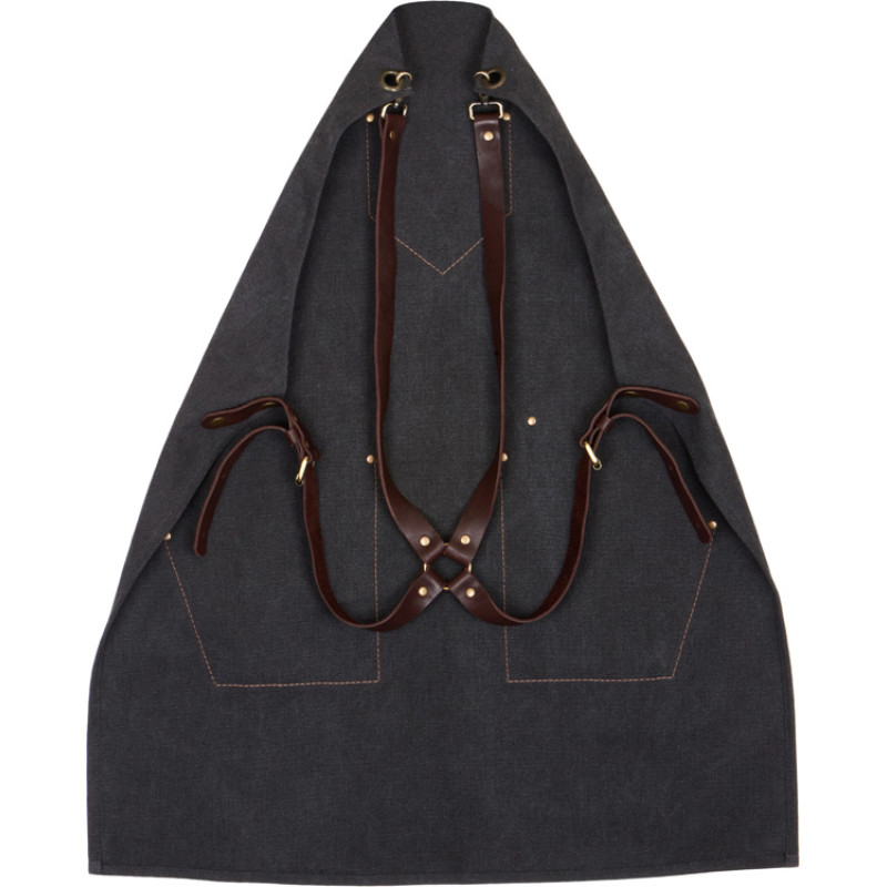 Фартук из канваса с ремнями из натуральной кожи, материал: канвас смесовый, плотность 450 гр/м, натуральная кожа КРС, цвет черный, коричневый темный Фартук из канваса с ремнями из натуральной кожи, материал: канвас смесовый, плотность 450 гр/м, натуральная кожа КРС, цвет черный, коричневый темный