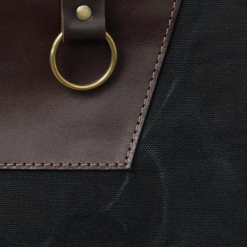 Фартук из канваса с ремнями из натуральной кожи, материал: канвас смесовый, плотность 450 гр/м, натуральная кожа КРС, цвет черный, коричневый темный