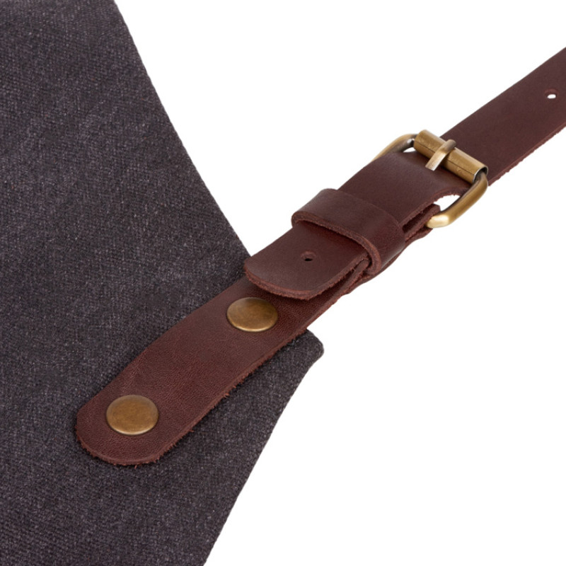 Фартук из канваса с ремнями из натуральной кожи, материал: канвас смесовый, плотность 450 гр/м, натуральная кожа КРС, цвет черный, коричневый темный Фартук из канваса с ремнями из натуральной кожи, материал: канвас смесовый, плотность 450 гр/м, натуральная кожа КРС, цвет черный, коричневый темный