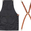 Набор: фартук из натуральной кожи в тубусе, черный с рыжими ремнями