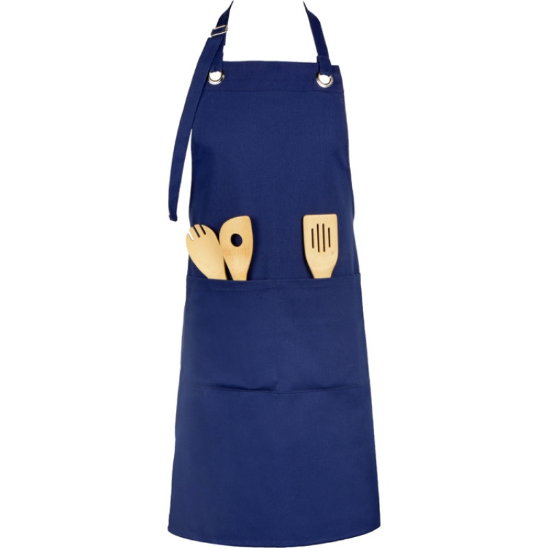 Хлопковый фартук Delight с карманом и регулируемыми завязками, синий нэйви