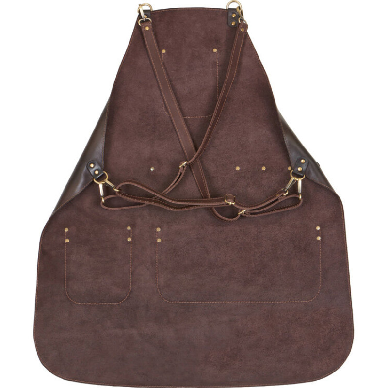 Набор: фартук из натуральной кожи в тубусе, темно-коричневый