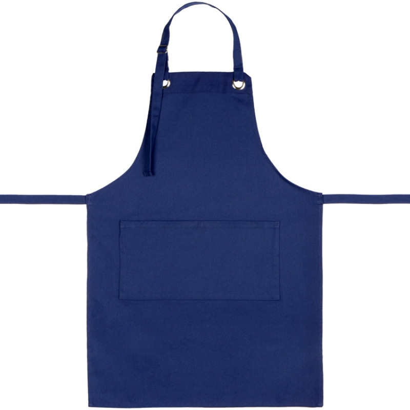 Хлопковый фартук Delight с карманом и регулируемыми завязками, синий нэйви