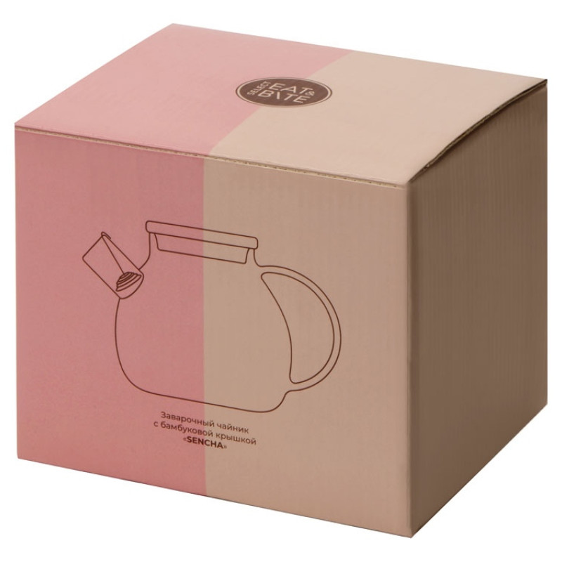 Стеклянный заварочный чайник Sencha с бамбуковой крышкой