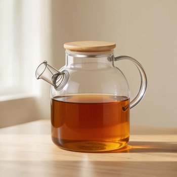 Стеклянный чайник с бамбуковой крышкой "Sencha M"