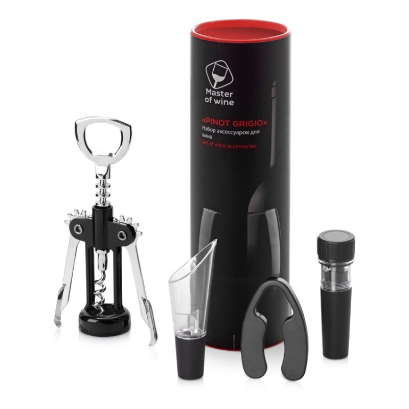 Набор аксессуаров для вина Pinot Grigio 2,0 в тубусе, 4шт