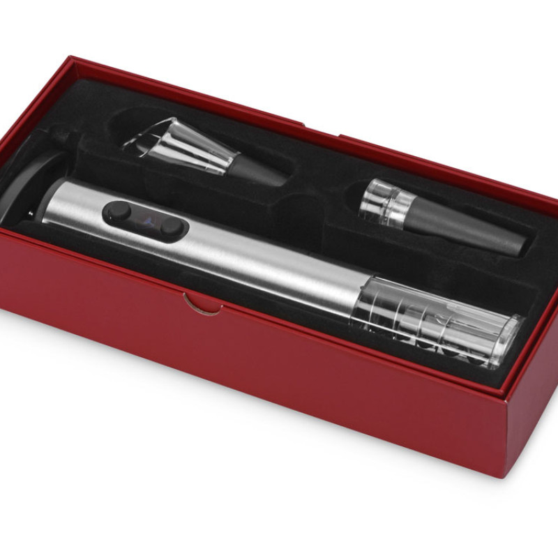 Набор винных аксессуаров Sicilia с электрическим штопором из стали, на батарейках