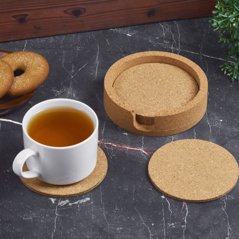 Набор костеров из пробки на подставке из пробки "Krock"