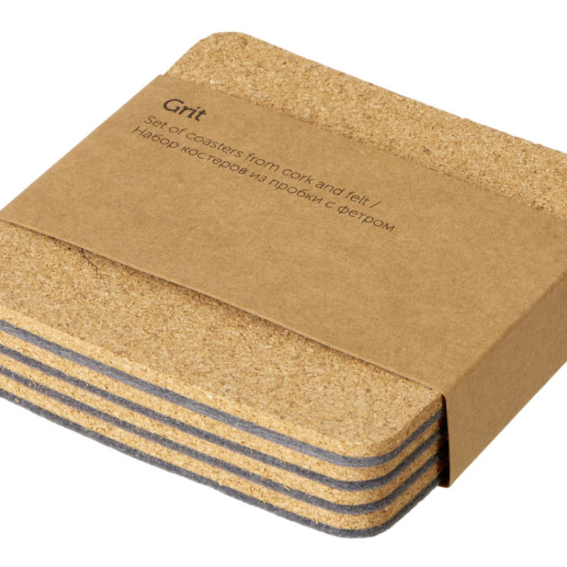 Набор костеров из пробки с фетром "Grit" Набор костеров из пробки с фетром "Grit"